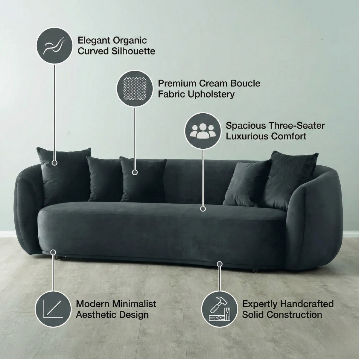 Everbe Luxe 3-Seater Curved Sofa