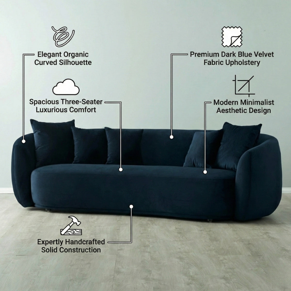 Everbe Luxe 3-Seater Curved Sofa