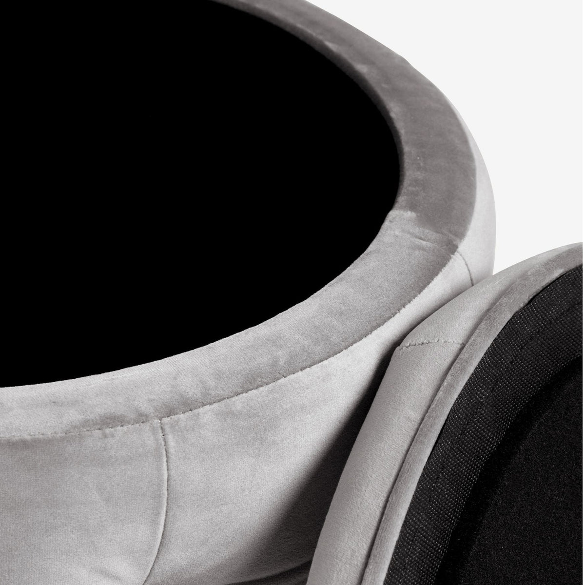 Close-up of a gray fabric surface with a subtle texture