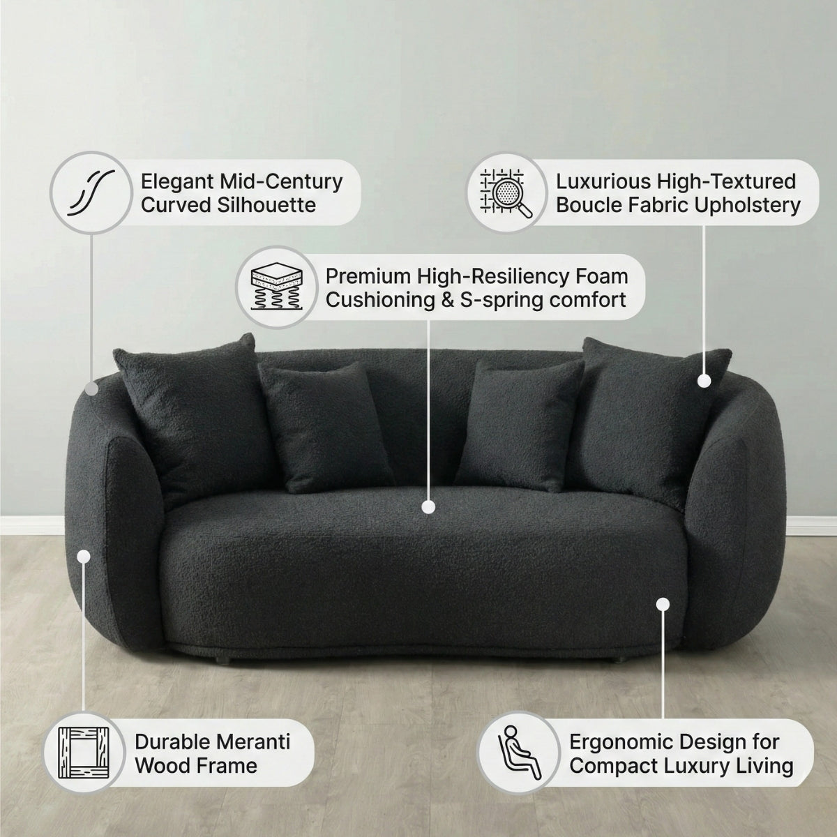 Everbe Luxe 2-Seater Curved Sofa