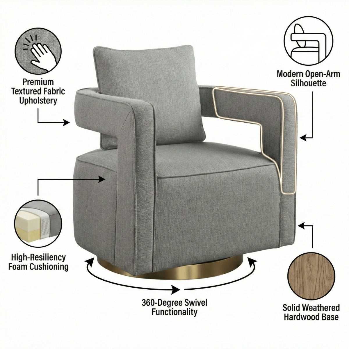 Nixon 360° Swivel Accent Chair