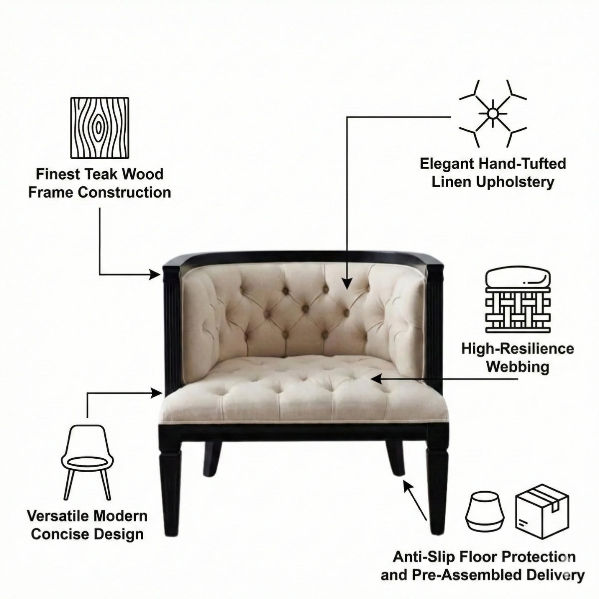 Coco Tufted Linen Armchair