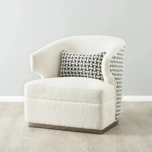 Argo Swivel Chair - Cream and Charcoal Boucle