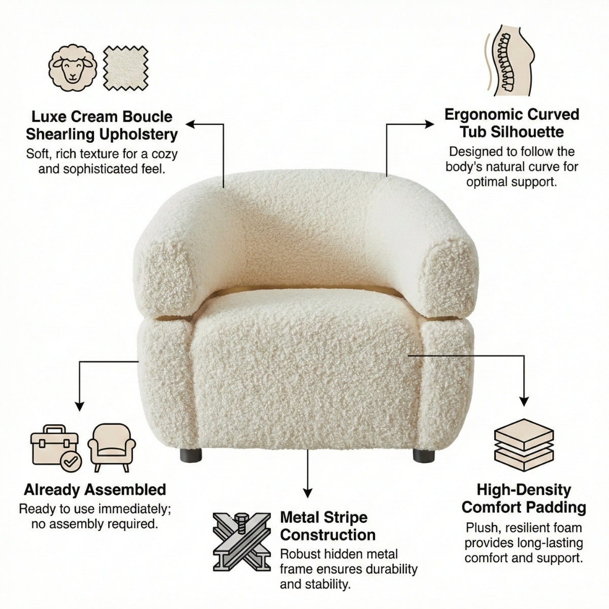 Krillin Modern Shearling Tub Arm Chair