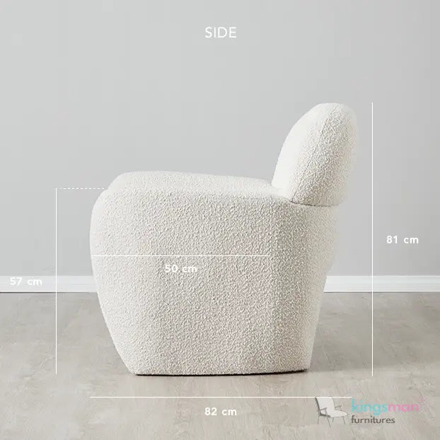 Alfa Cream Bouclé Accent Chair – Modern Design with Lumbar Cut-Out and Floating Seat Kingsman Furnitures
