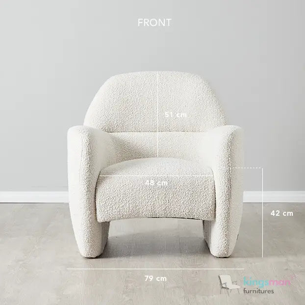Alfa Cream Bouclé Accent Chair – Modern Design with Lumbar Cut-Out and Floating Seat Kingsman Furnitures