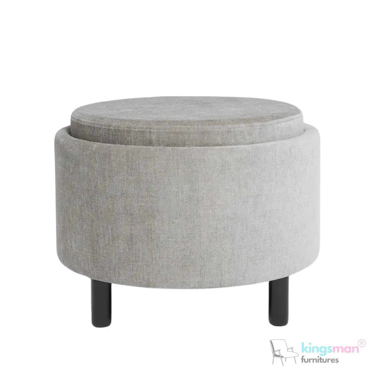Ashtin Round Storage Sability - Multi-Functional Sability with Flip-Top Tray and Hidden Storage Kingsman Furnitures