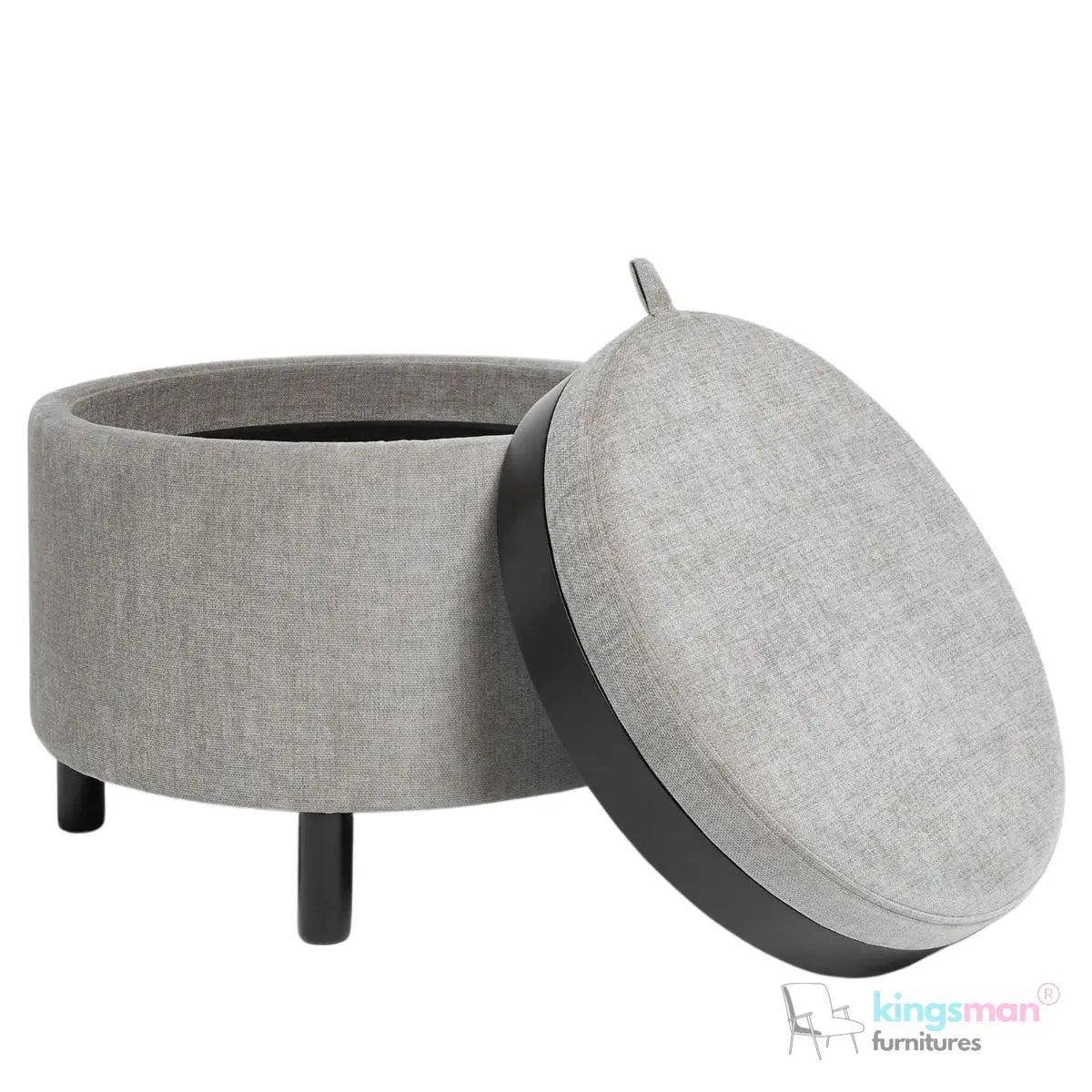 Ashtin Round Storage Sability - Multi-Functional Sability with Flip-Top Tray and Hidden Storage Kingsman Furnitures