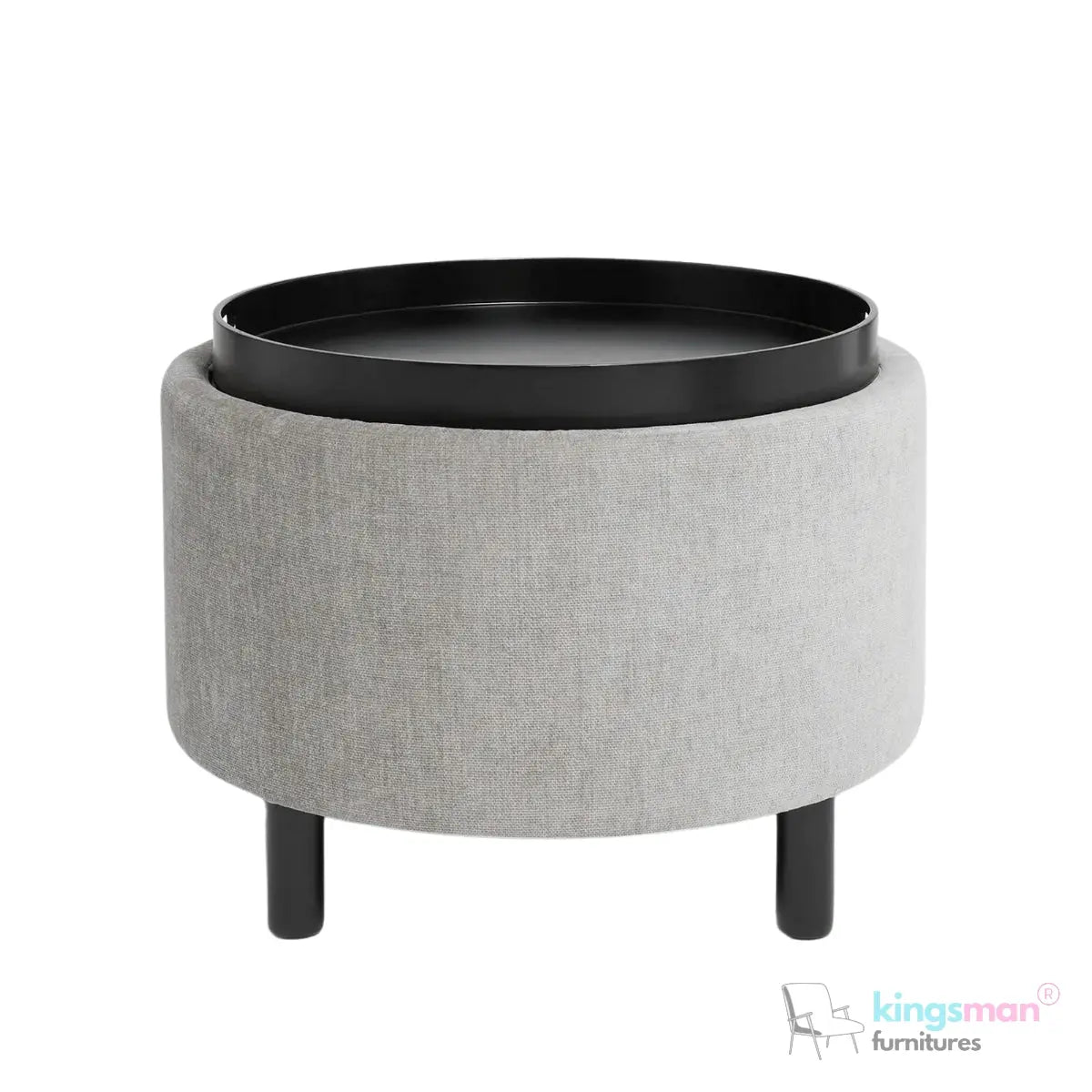 Ashtin Round Storage Sability - Multi-Functional Sability with Flip-Top Tray and Hidden Storage Kingsman Furnitures