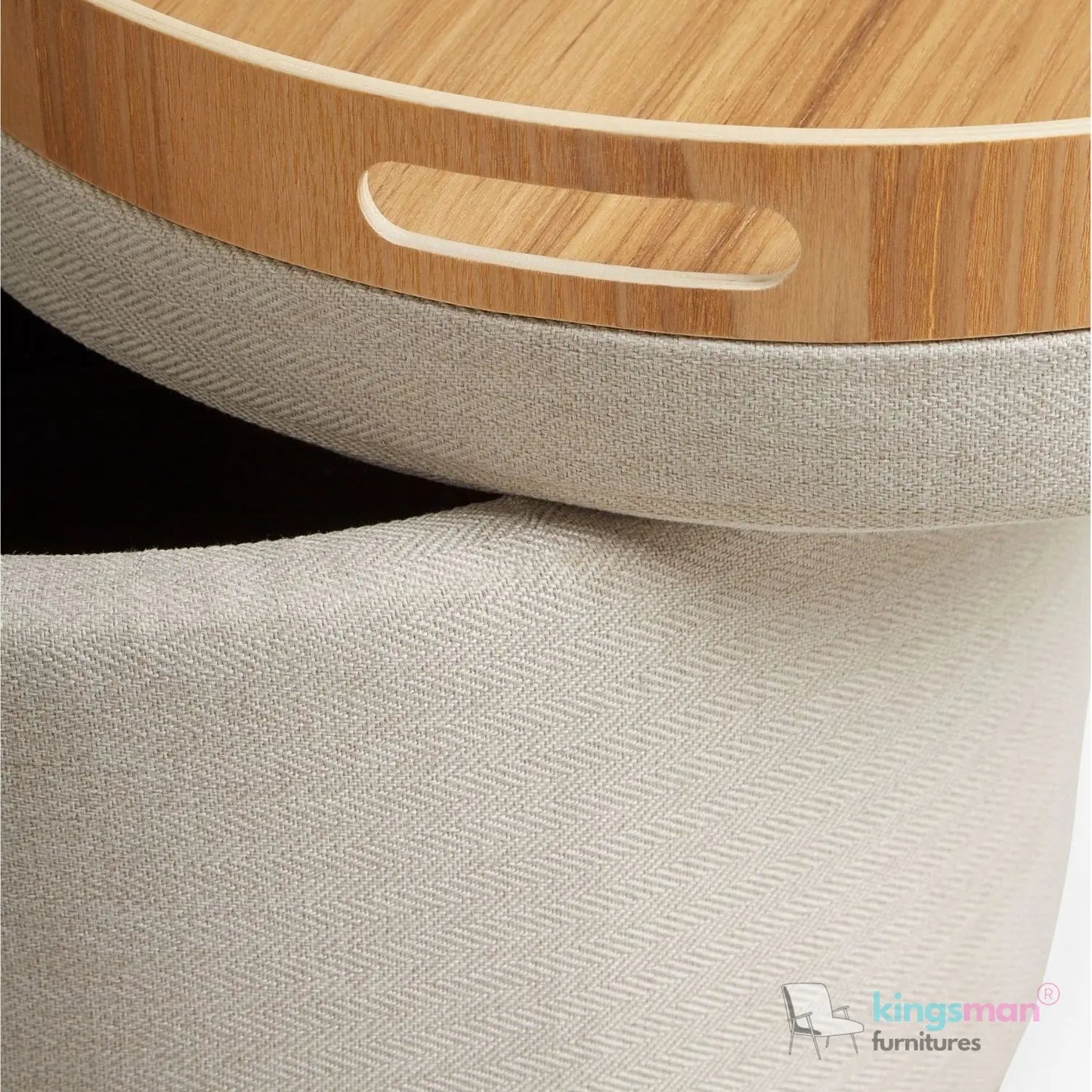 Ashtin Round Storage Sability - Multi-Functional Sability with Flip-Top Tray and Hidden Storage Kingsman Furnitures