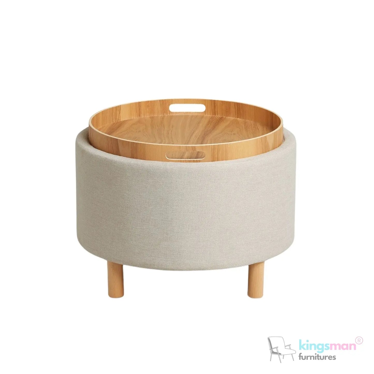 Ashtin Round Storage Sability - Multi-Functional Sability with Flip-Top Tray and Hidden Storage Kingsman Furnitures