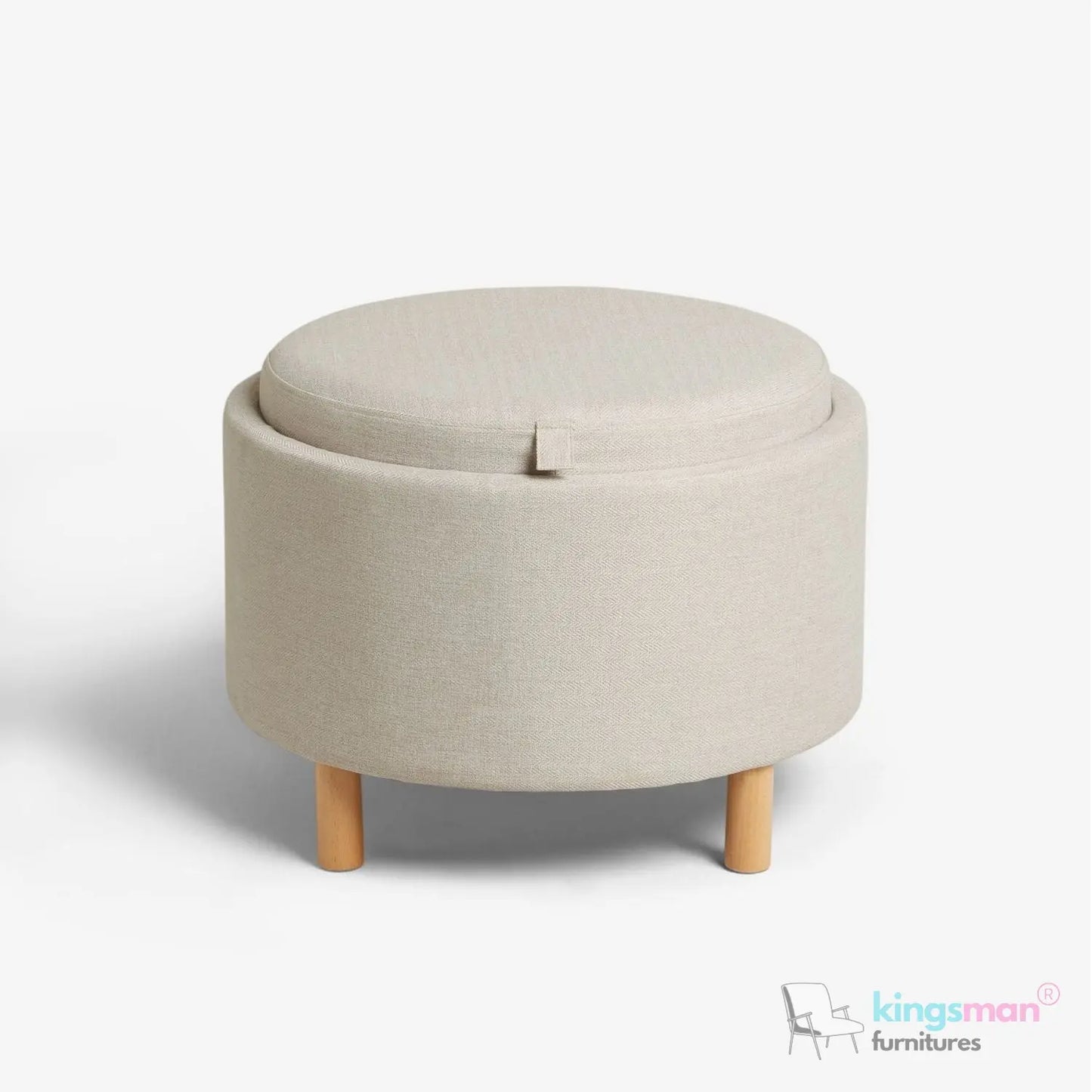 Ashtin Round Storage Sability - Multi-Functional Sability with Flip-Top Tray and Hidden Storage Kingsman Furnitures