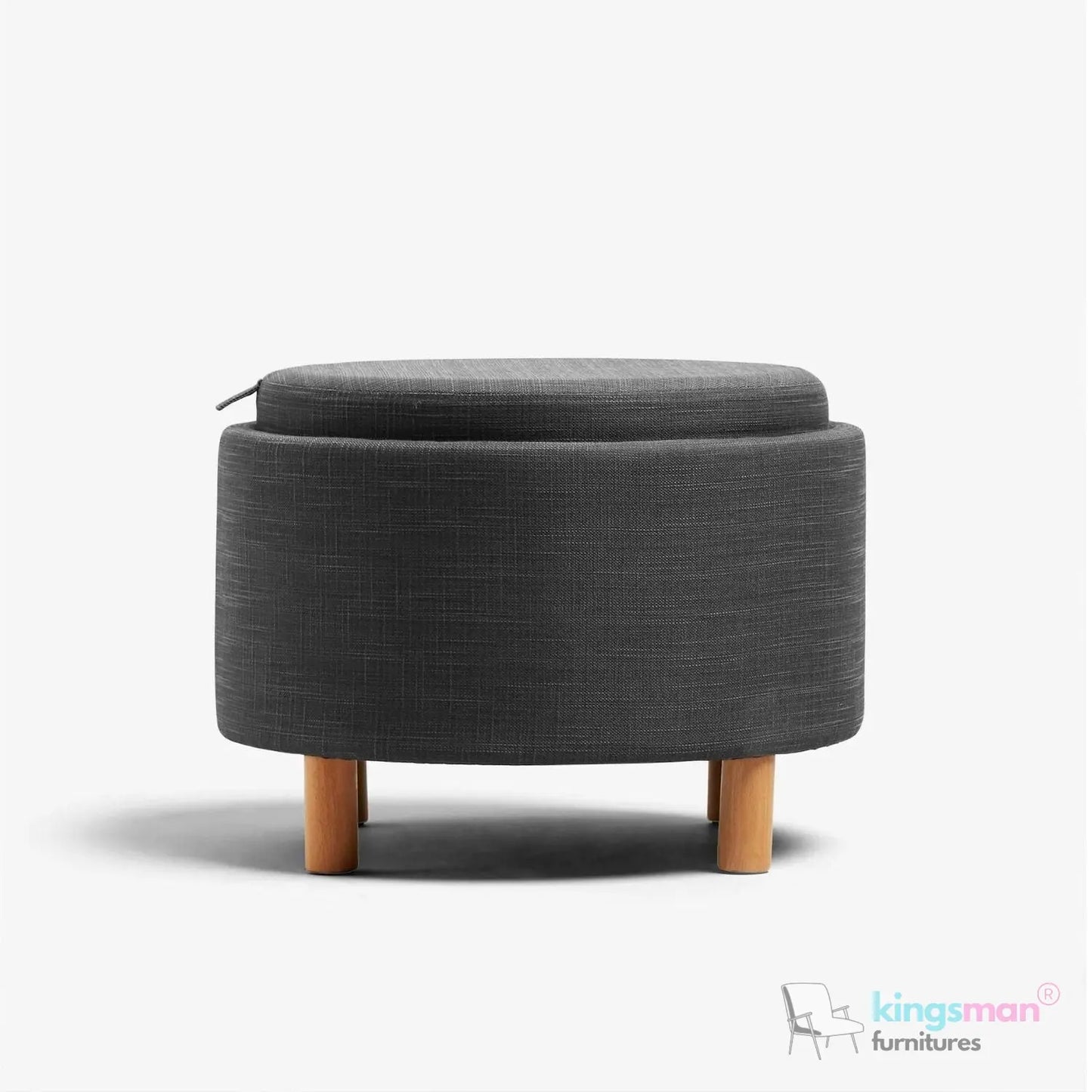 Ashtin Round Storage Sability - Multi-Functional Sability with Flip-Top Tray and Hidden Storage Kingsman Furnitures