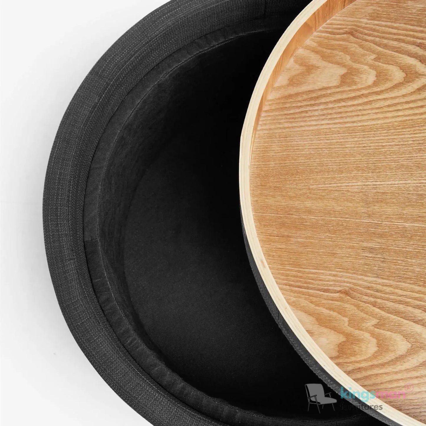 Ashtin Round Storage Sability - Multi-Functional Sability with Flip-Top Tray and Hidden Storage Kingsman Furnitures