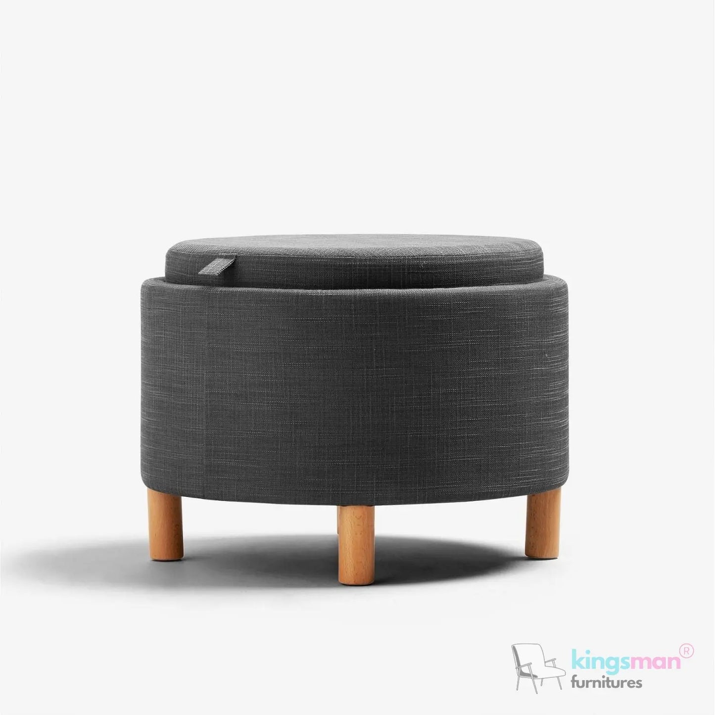 Ashtin Round Storage Sability - Multi-Functional Sability with Flip-Top Tray and Hidden Storage Kingsman Furnitures