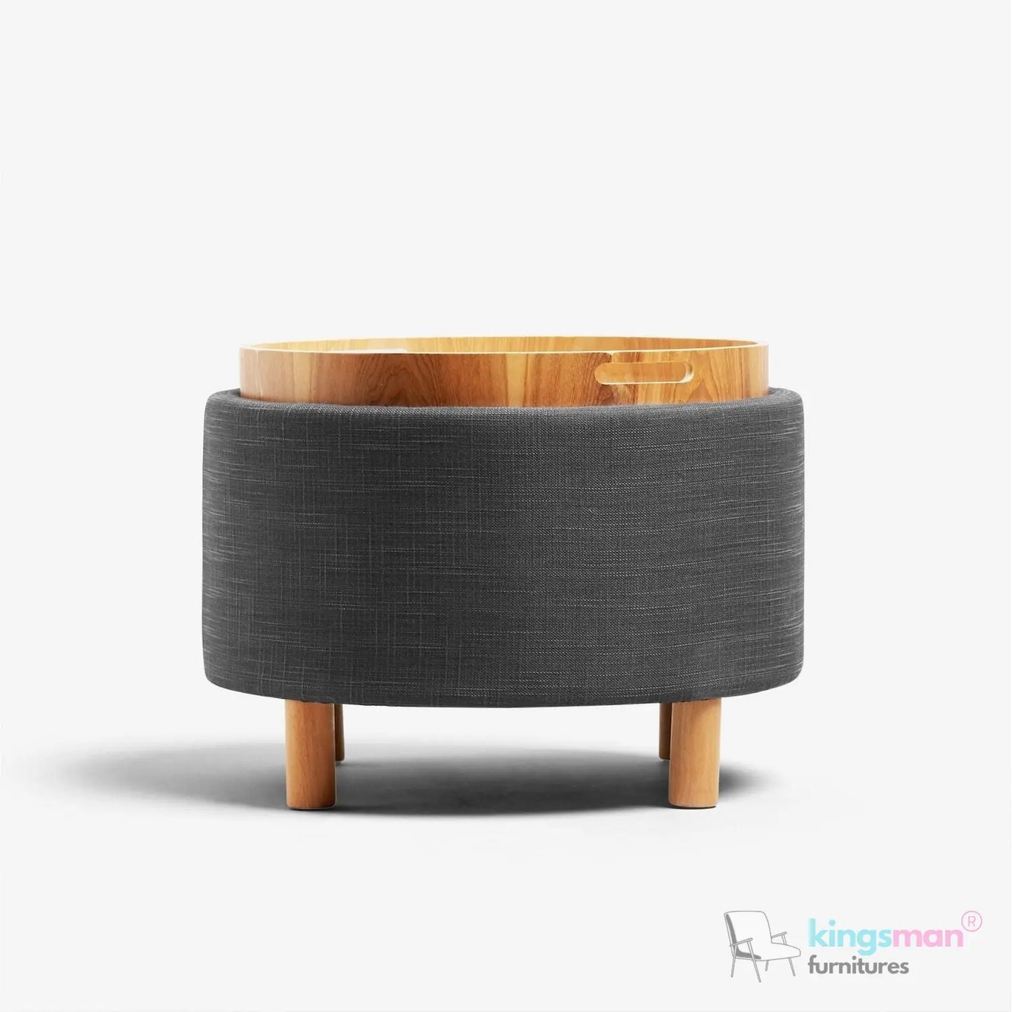 Ashtin Round Storage Sability - Multi-Functional Sability with Flip-Top Tray and Hidden Storage Kingsman Furnitures