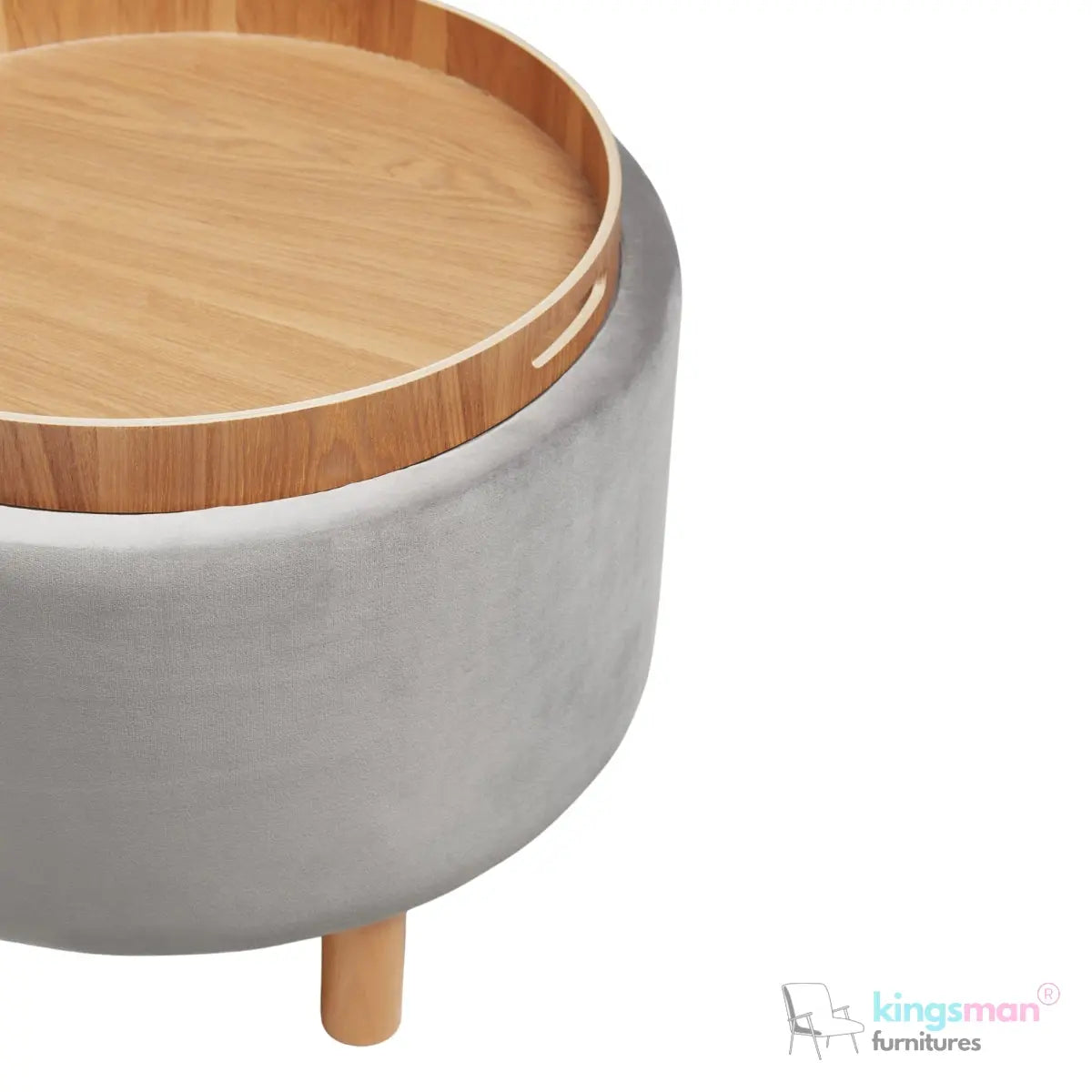 Ashtin Round Storage Sability - Multi-Functional Sability with Flip-Top Tray and Hidden Storage Kingsman Furnitures