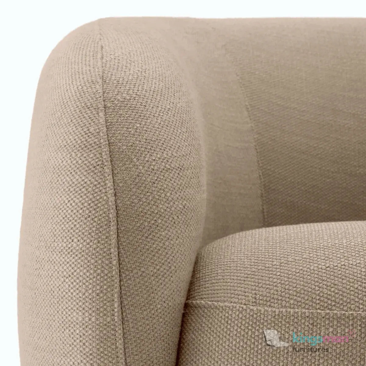 Brok 360° Swivel Chair - Ivory Boucle Fabric, Brass Base, Modern Elegant Design, Cozy Comfort Kingsman Furnitures