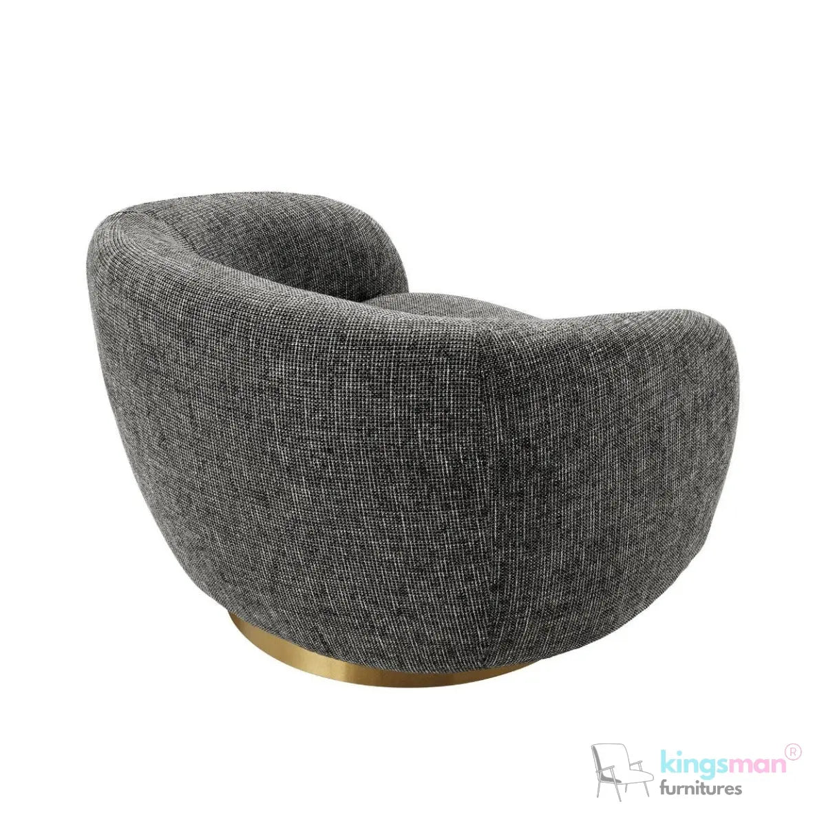 Brok 360° Swivel Chair - Ivory Boucle Fabric, Brass Base, Modern Elegant Design, Cozy Comfort Kingsman Furnitures
