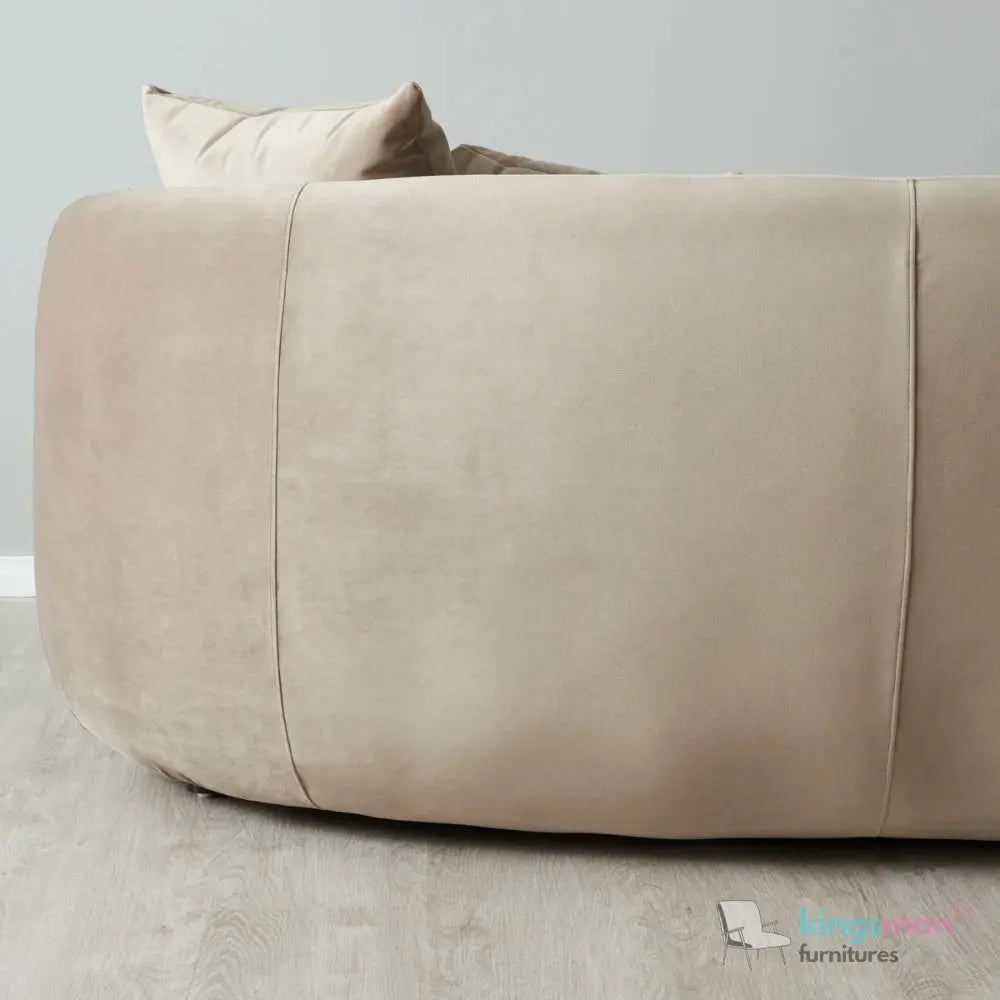 Everbe 3 Seater Sofa - Boucle & Velvet, Mid-Century Luxe, High-Resilience Foam, Meranti Wood Frame Kingsman Furnitures
