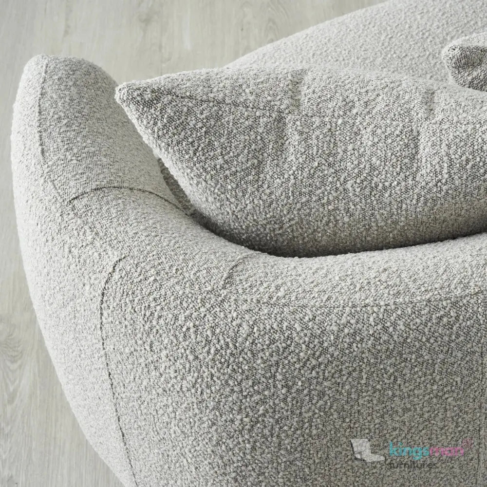 Everbe 3 Seater Sofa - Boucle & Velvet, Mid-Century Luxe, High-Resilience Foam, Meranti Wood Frame Kingsman Furnitures