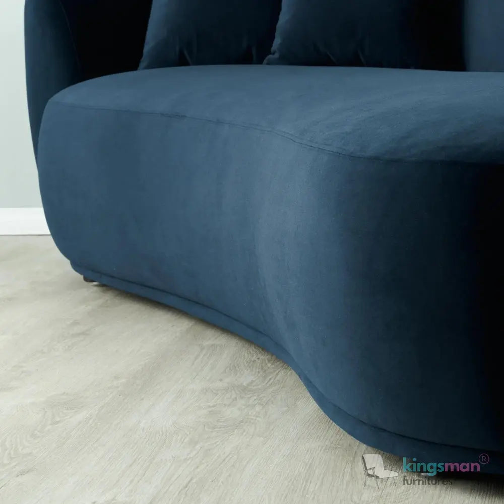 Everbe 3 Seater Sofa - Boucle & Velvet, Mid-Century Luxe, High-Resilience Foam, Meranti Wood Frame Kingsman Furnitures