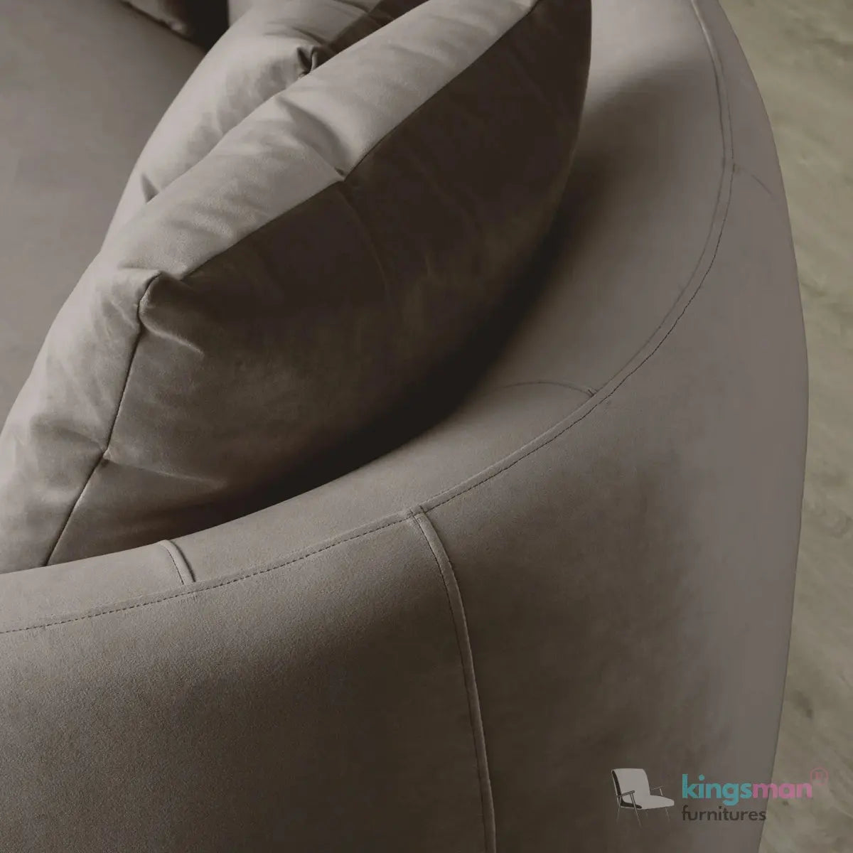 Everbe 3 Seater Sofa - Boucle & Velvet, Mid-Century Luxe, High-Resilience Foam, Meranti Wood Frame Kingsman Furnitures