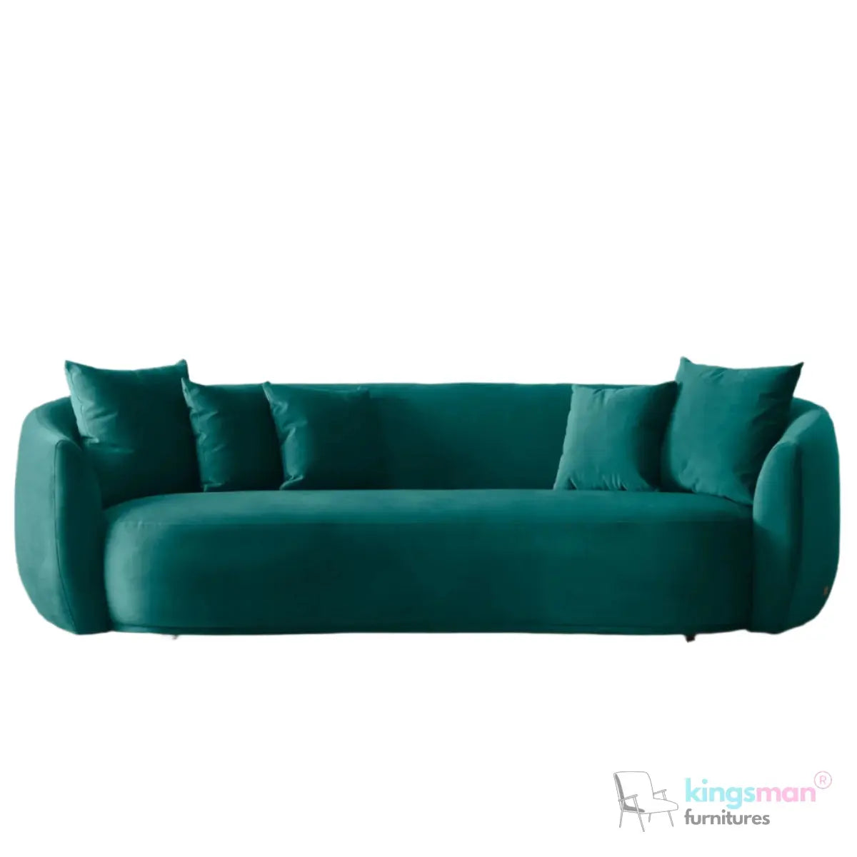 Everbe 3 Seater Sofa - Boucle & Velvet, Mid-Century Luxe, High-Resilience Foam, Meranti Wood Frame Kingsman Furnitures