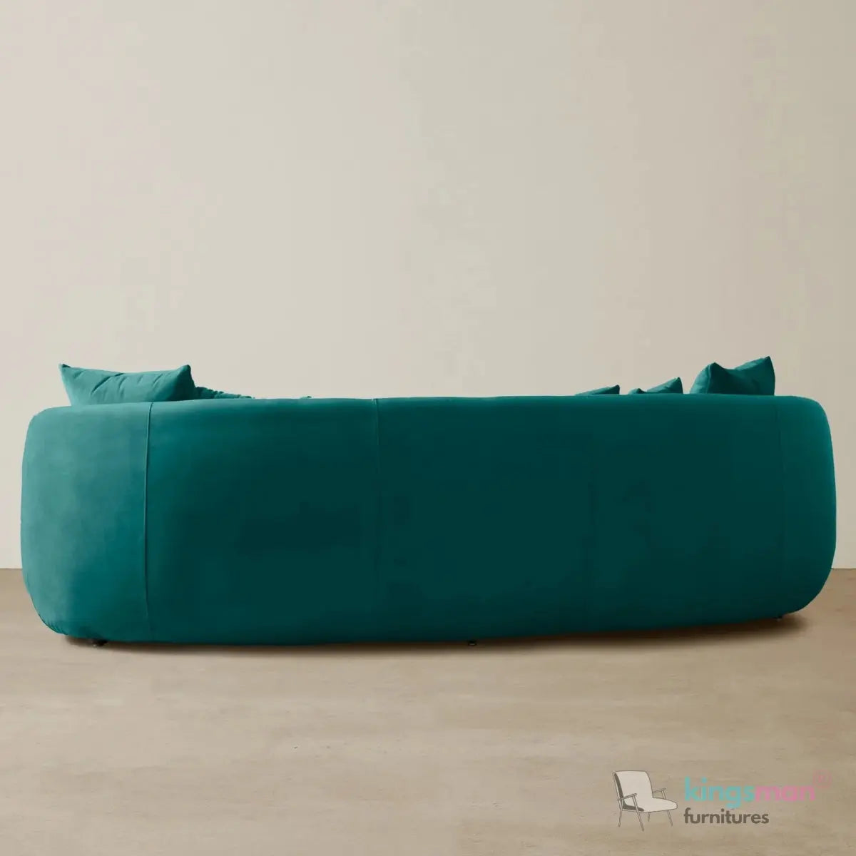 Everbe 3 Seater Sofa - Boucle & Velvet, Mid-Century Luxe, High-Resilience Foam, Meranti Wood Frame Kingsman Furnitures
