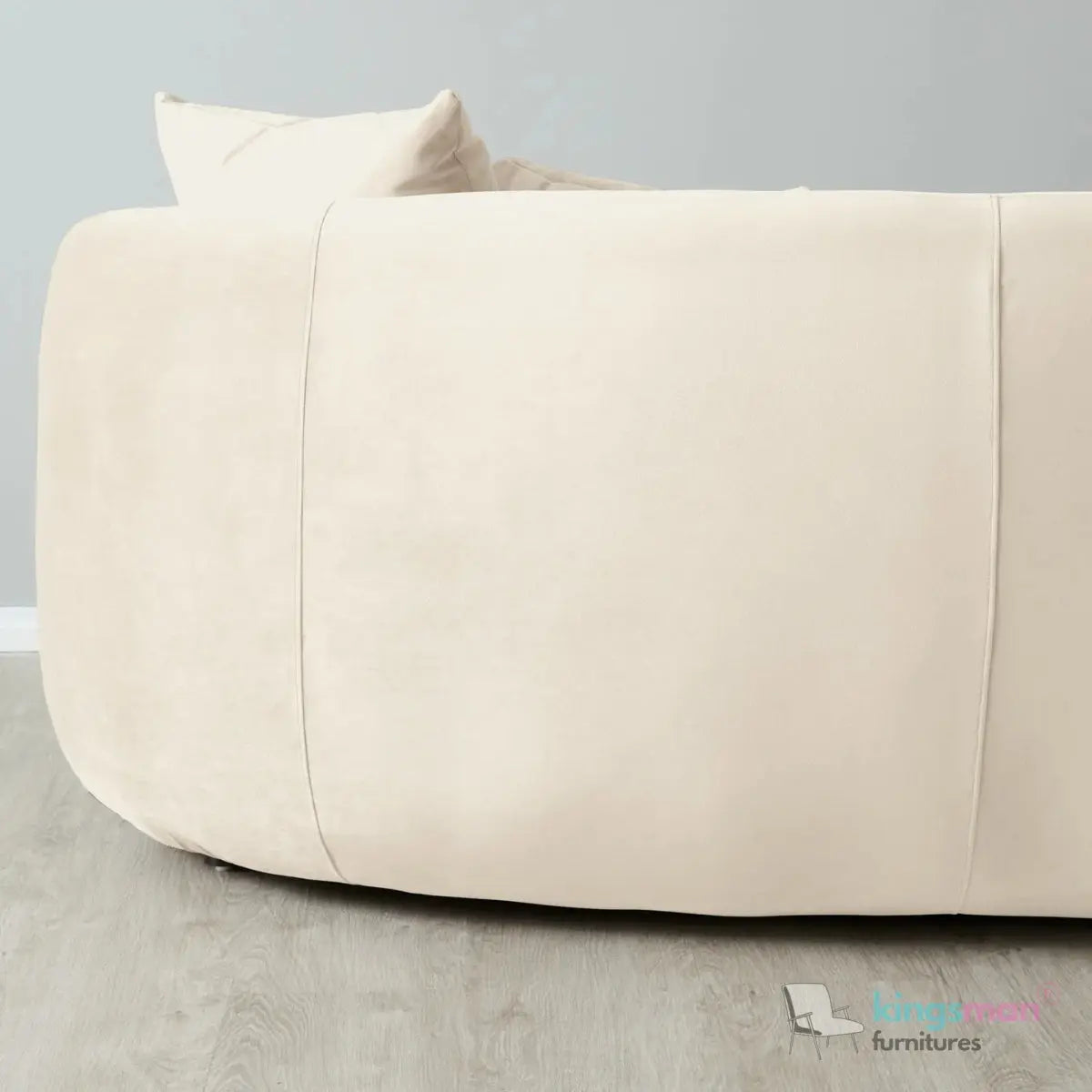 Everbe 3 Seater Sofa - Boucle & Velvet, Mid-Century Luxe, High-Resilience Foam, Meranti Wood Frame Kingsman Furnitures