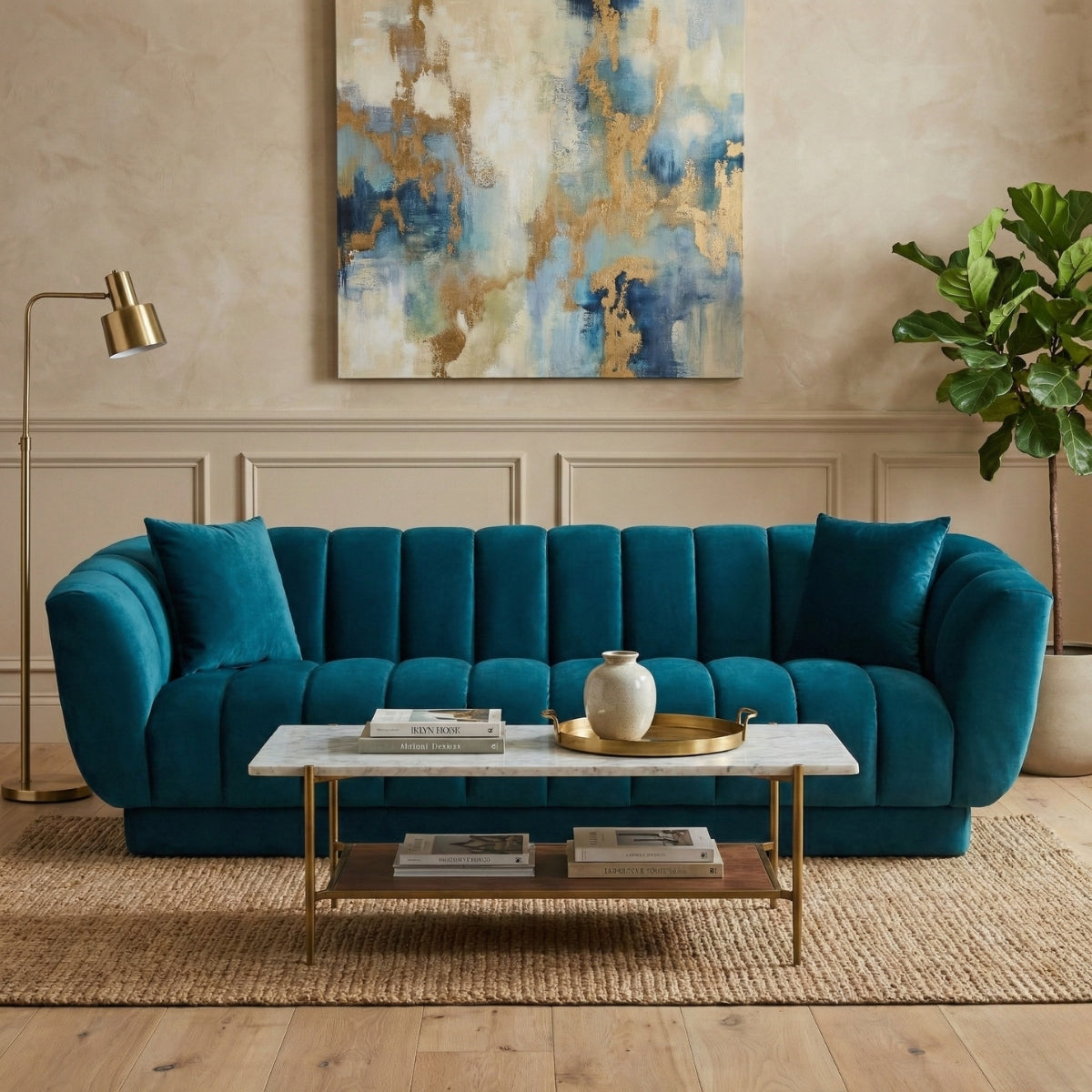 Fransesca Modern 3-Seater Tufted Velvet Sofa