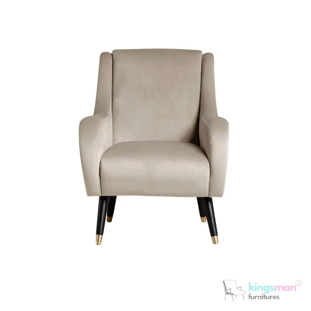 Harriet Accent Chair - Gold-Tipped Teak Wood Legs with Luxurious Upholstery Kingsman Furnitures