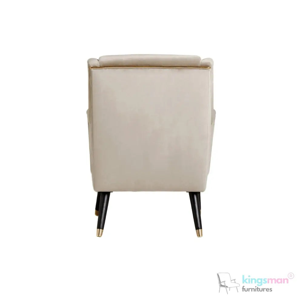 Harriet Accent Chair - Gold-Tipped Teak Wood Legs with Luxurious Upholstery Kingsman Furnitures