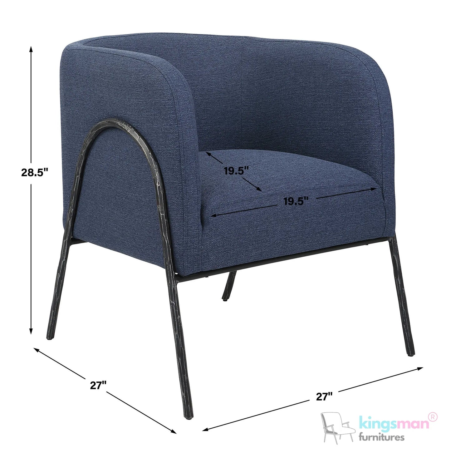 Jacob Scandinavian Barrel Back Chair - Faux Shearling with Aged Gold Chiselled Iron Frame Kingsman Furnitures