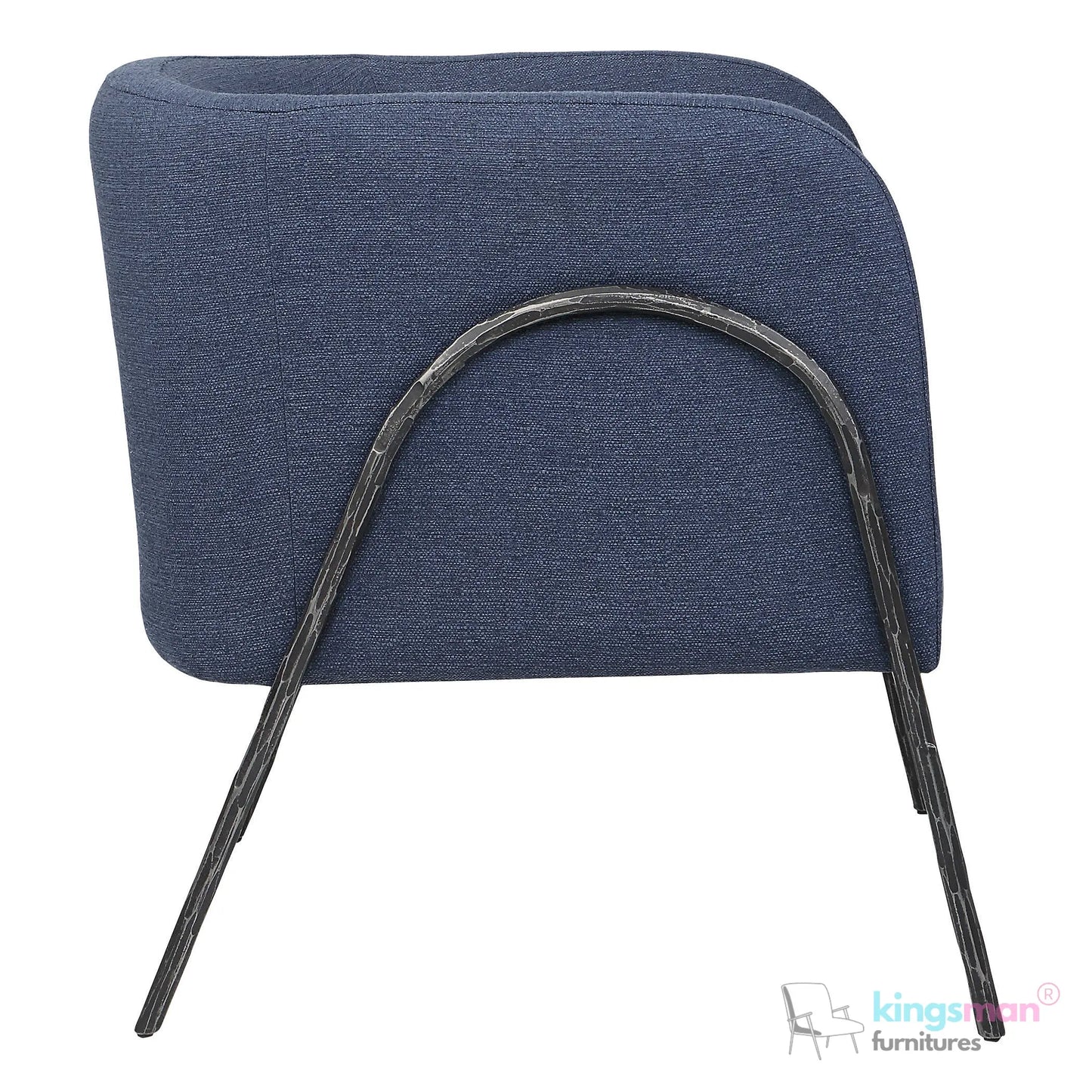 Jacob Scandinavian Barrel Back Chair - Faux Shearling with Aged Gold Chiselled Iron Frame Kingsman Furnitures