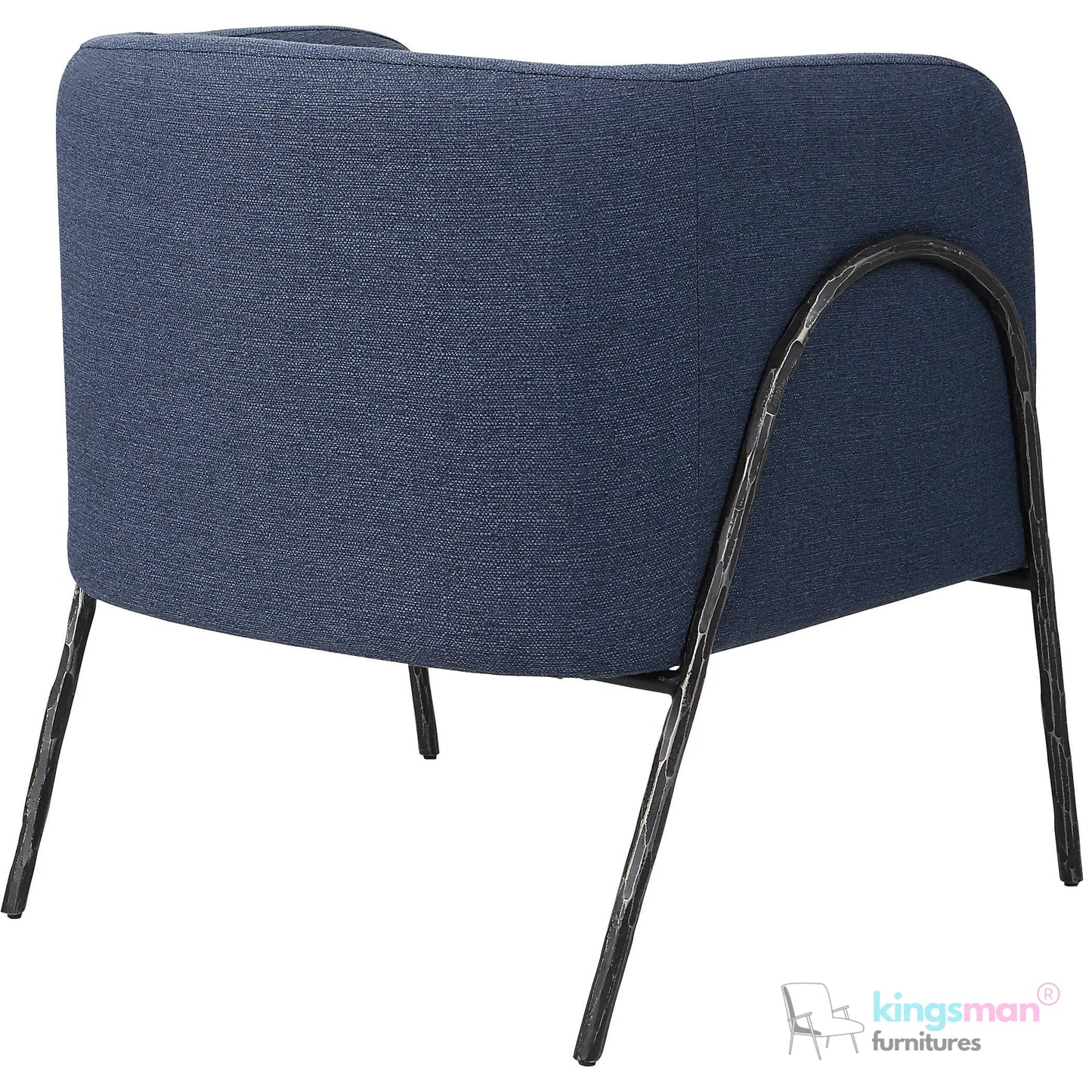 Jacob Scandinavian Barrel Back Chair - Faux Shearling with Aged Gold Chiselled Iron Frame Kingsman Furnitures
