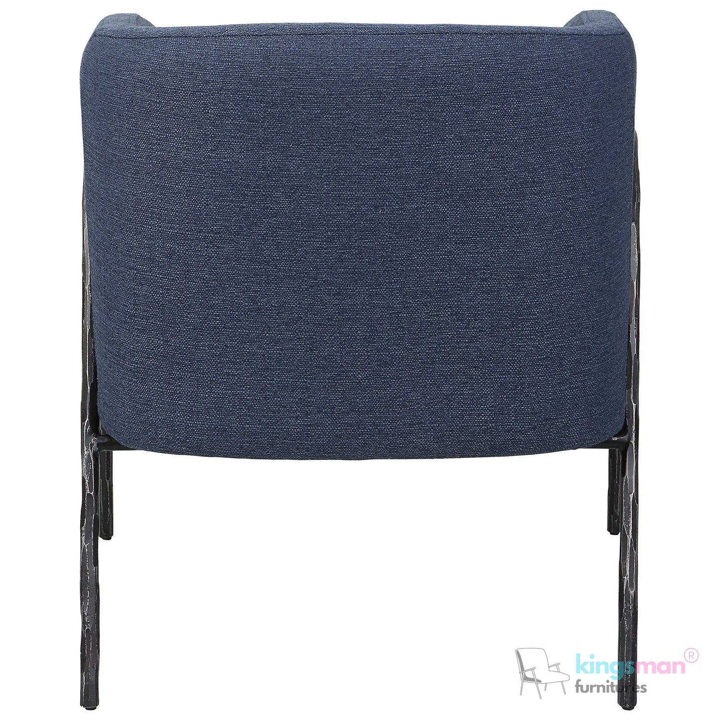 Jacob Scandinavian Barrel Back Chair - Faux Shearling with Aged Gold Chiselled Iron Frame Kingsman Furnitures