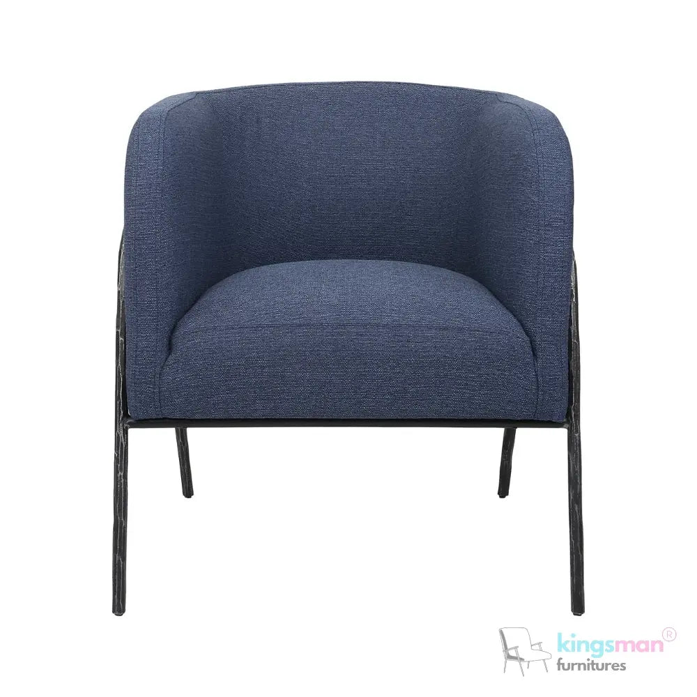 Jacob Scandinavian Barrel Back Chair - Faux Shearling with Aged Gold Chiselled Iron Frame Kingsman Furnitures