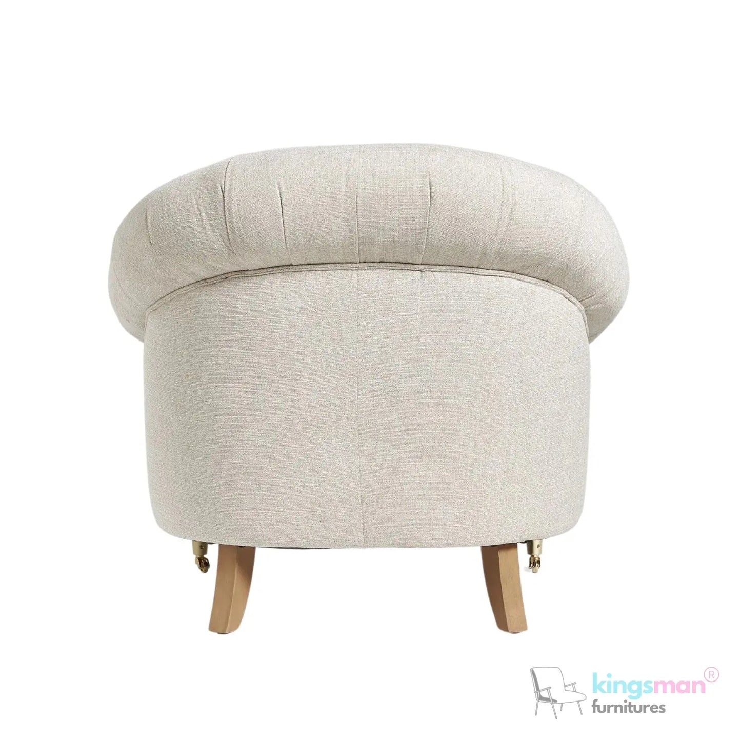 Jesper Armchair - Classic Buttoned Backrest with Teak Wood Castor Legs Kingsman Furnitures