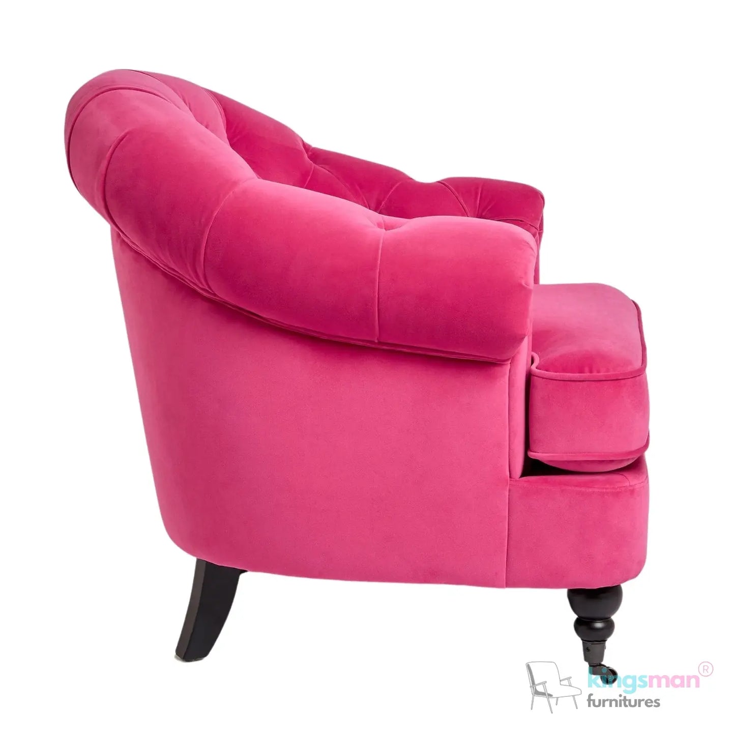 Jesper Armchair - Classic Buttoned Backrest with Teak Wood Castor Legs Kingsman Furnitures
