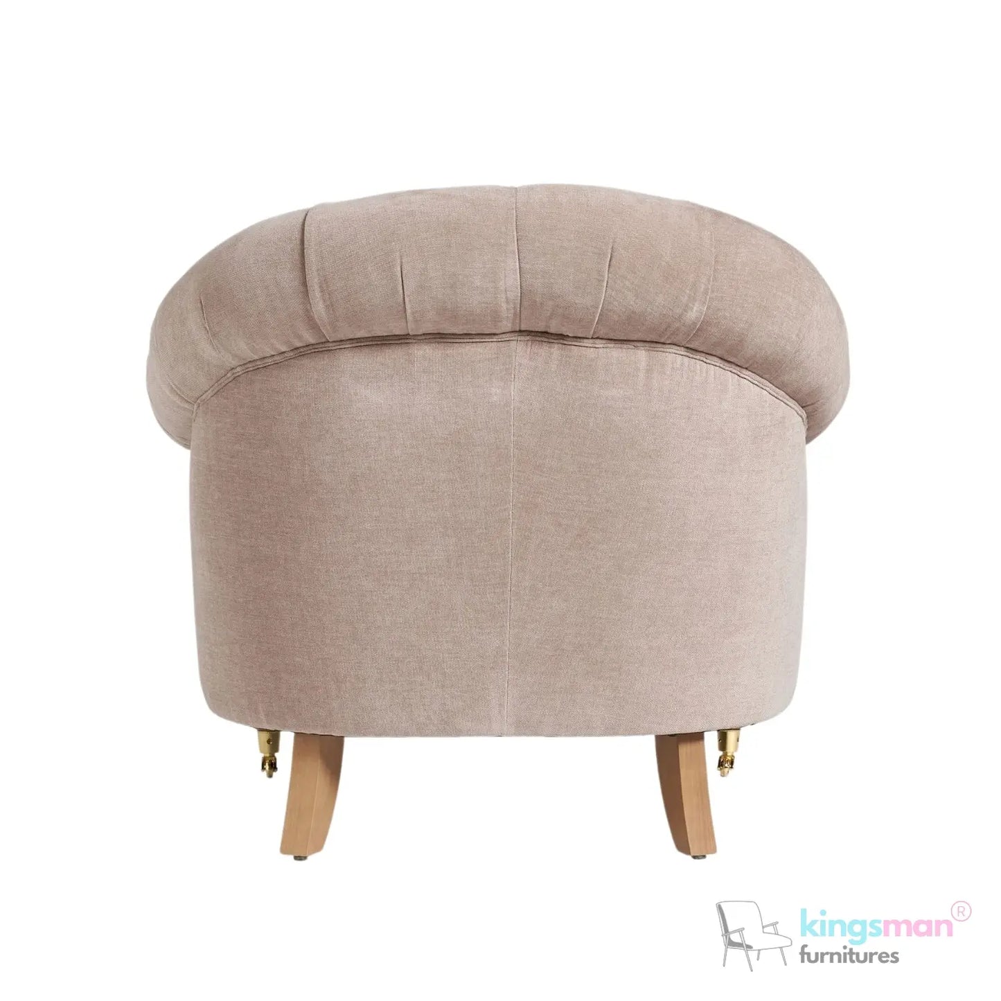 Jesper Armchair - Classic Buttoned Backrest with Teak Wood Castor Legs Kingsman Furnitures
