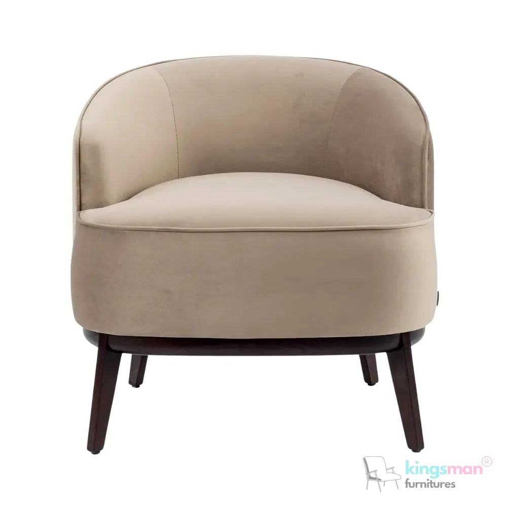 Kate Maple Velvet Armchair - Classic Design with Beech Wood Legs in Matte Eucalyptus Finish Kingsman Furnitures