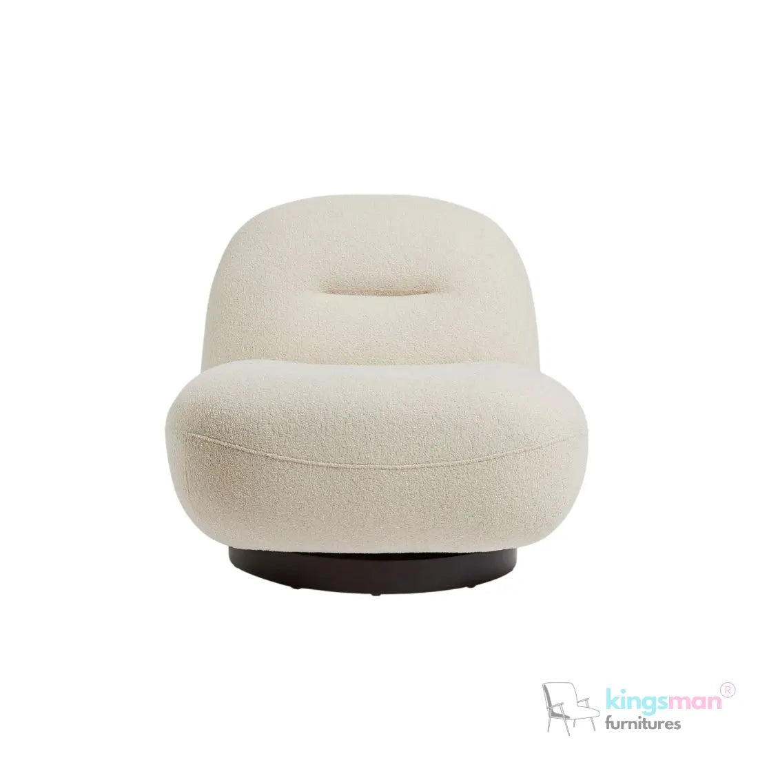 Otis Accent Chair - Cream/Navy Blue, 360° Swivel, High-Resilience Foam, Modern Scandi Design Kingsman Furnitures
