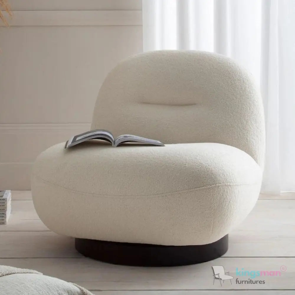 Otis Accent Chair - Cream/Navy Blue, 360° Swivel, High-Resilience Foam, Modern Scandi Design Kingsman Furnitures