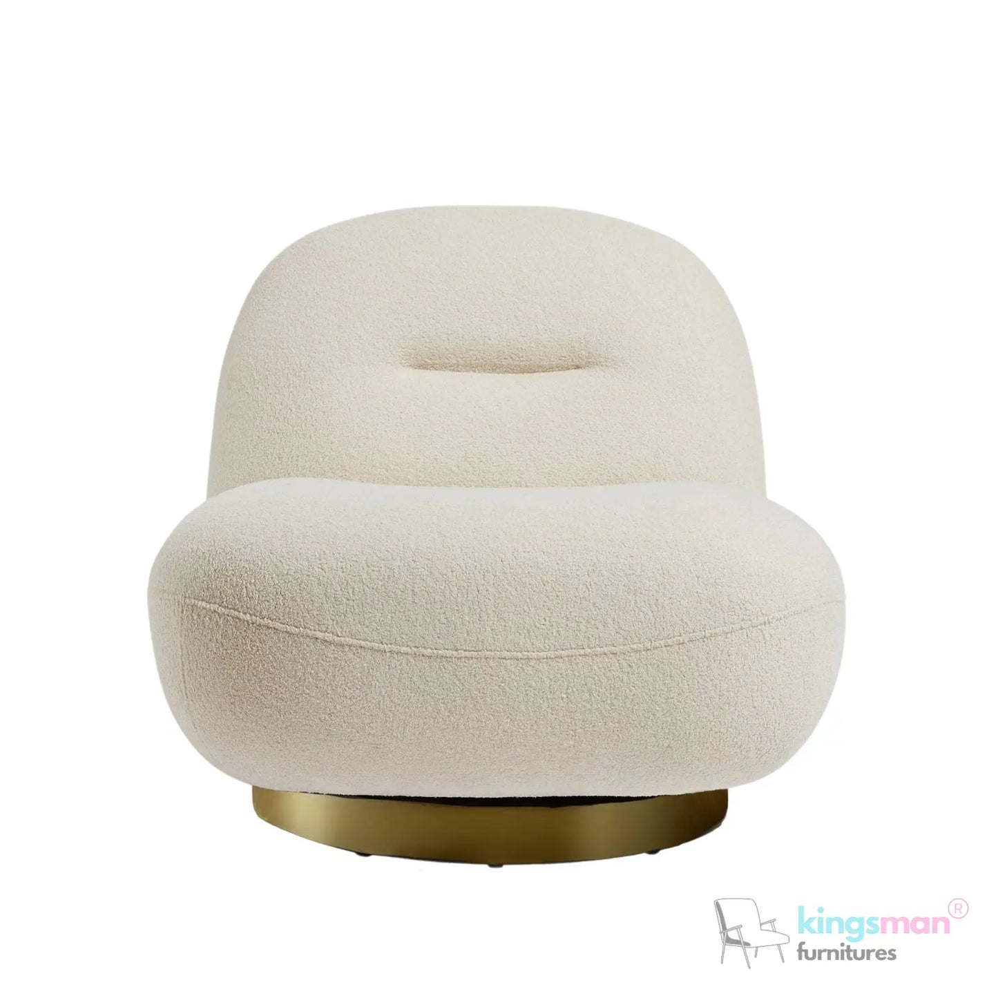 Otis Accent Chair - Cream/Navy Blue, 360° Swivel, High-Resilience Foam, Modern Scandi Design Kingsman Furnitures