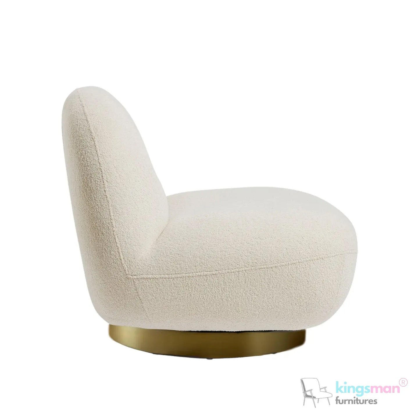 Otis Accent Chair - Cream/Navy Blue, 360° Swivel, High-Resilience Foam, Modern Scandi Design Kingsman Furnitures