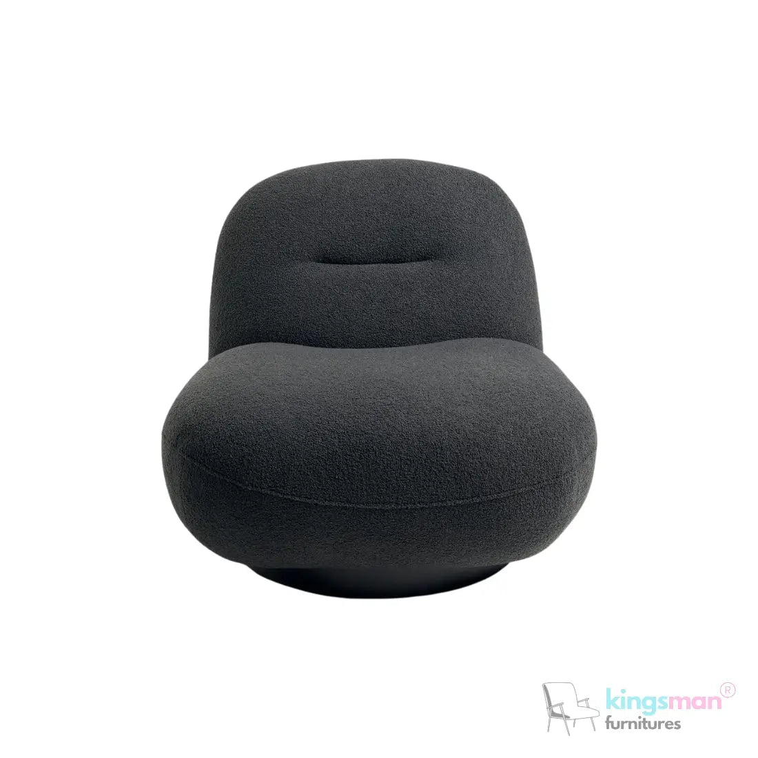 Otis Accent Chair - Cream/Navy Blue, 360° Swivel, High-Resilience Foam, Modern Scandi Design Kingsman Furnitures