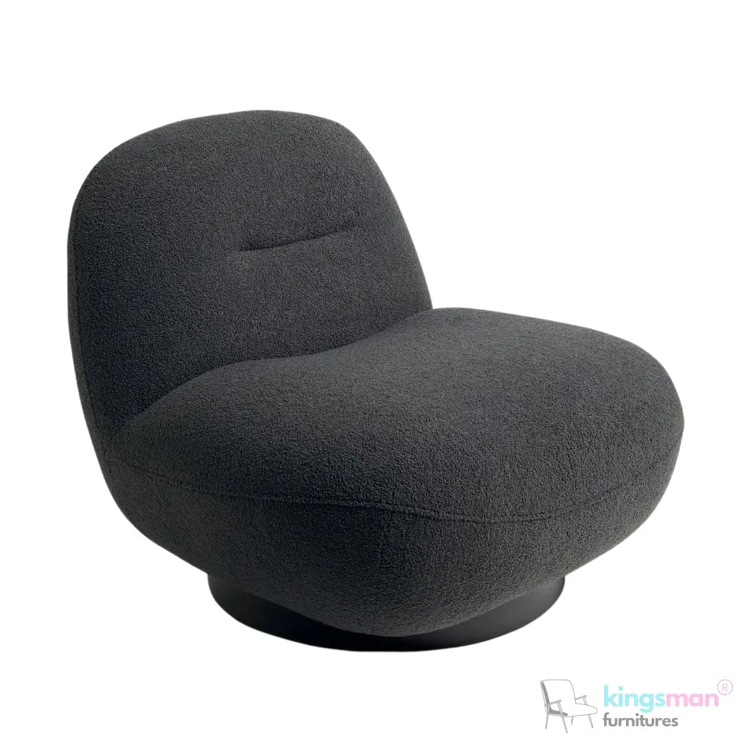 Otis Accent Chair - Cream/Navy Blue, 360° Swivel, High-Resilience Foam, Modern Scandi Design Kingsman Furnitures