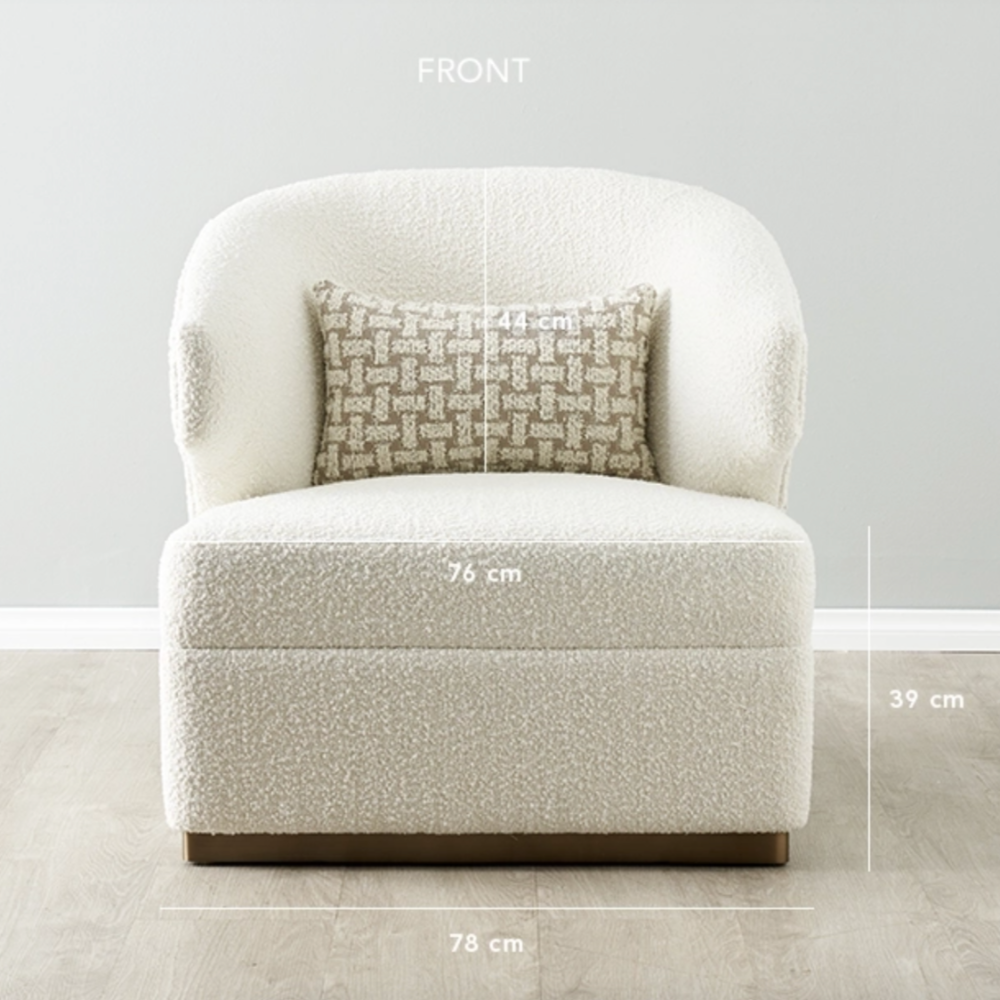 Argo Swivel Chair - Cream and Light Grey Boucle