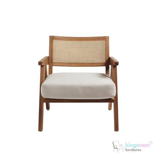 Abel Rattan Teak Wood Accent Arm Chair - Modern Rustic Comfort - Kingsman Furnitures